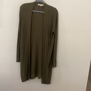 Olive Green Long Line Cardigan